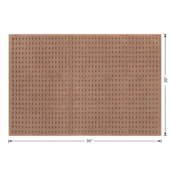 Crosby St. Brown Waffle 100% Cotton Antimicrobial Bath Rug, 20x30