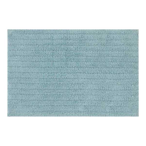 Found & Fable Blue Striped High-Low Bath Rug, 20x30