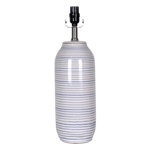 Blue & Grey Striped Ceramic Medium Table Lamp Base, 19.5"