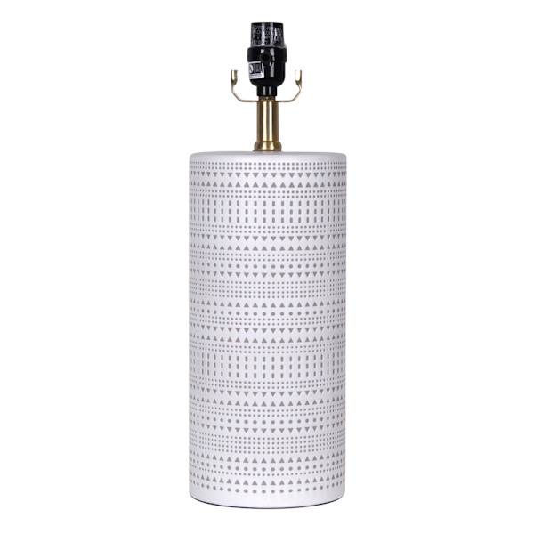 Grey Patterned Column Ceramic Medium Table Lamp Base, 18"