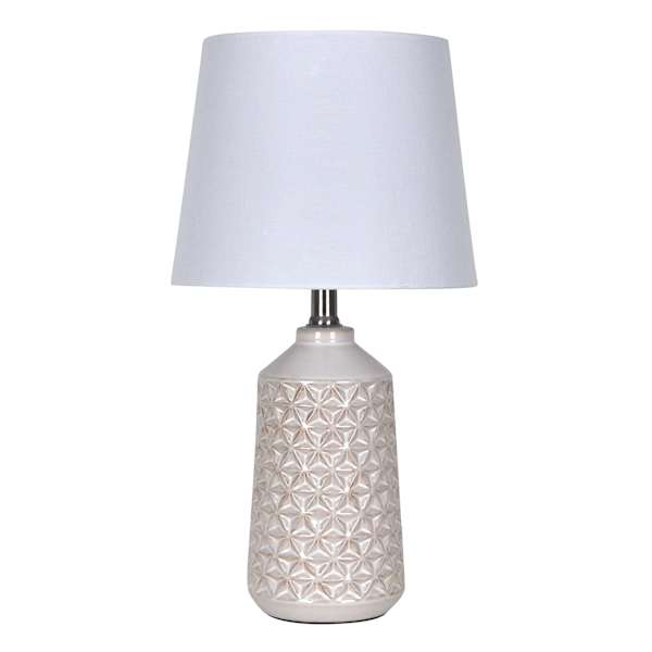 Honeybloom Cream Textured Ceramic Small Table Lamp with Shade, 20"