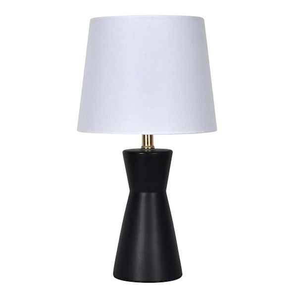 Matte Black Ceramic Small Table Lamp with Shade, 18"