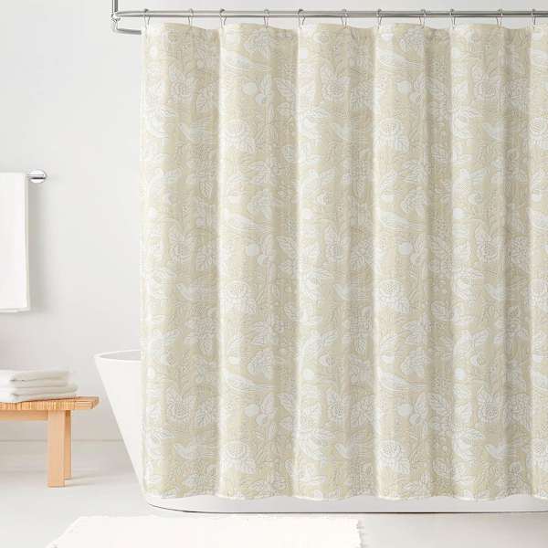 Providence Tan Jacobean Songbird Shower Curtain, 72"