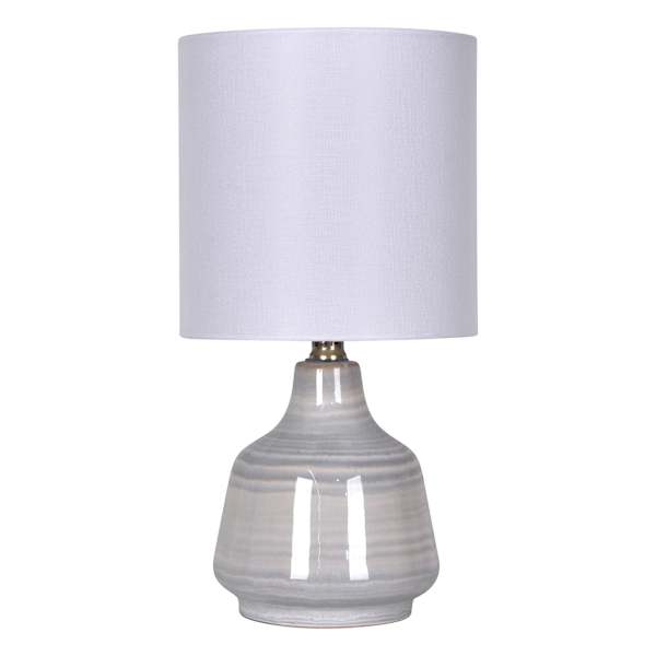 Honeybloom Blue Tonal Striped Ceramic Small Table Lamp with Shade, 15.5"