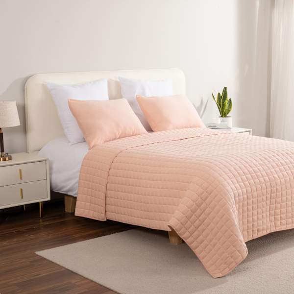 Pink Soft Knit Jersey Quilt, King
