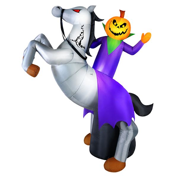 Animated Pumpkin Horseman Halloween Inflatable, 9'