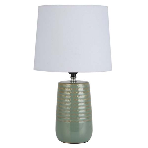 Found & Fable Green Textured Ceramic Small Lamp with Shade, 16"