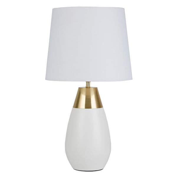 Crosby St. White & Gold Metal Touch Small Table Lamp with Shade, 19"