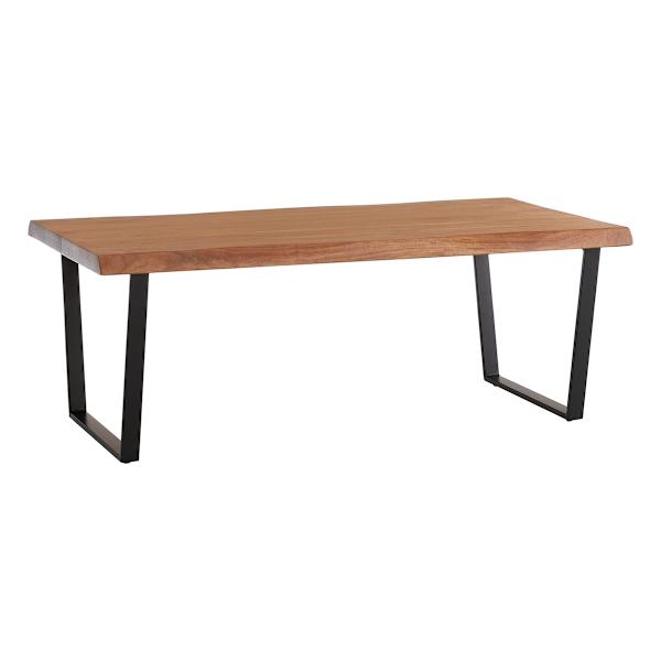 Live Edge Wooden Top Coffee Table with Metal Base