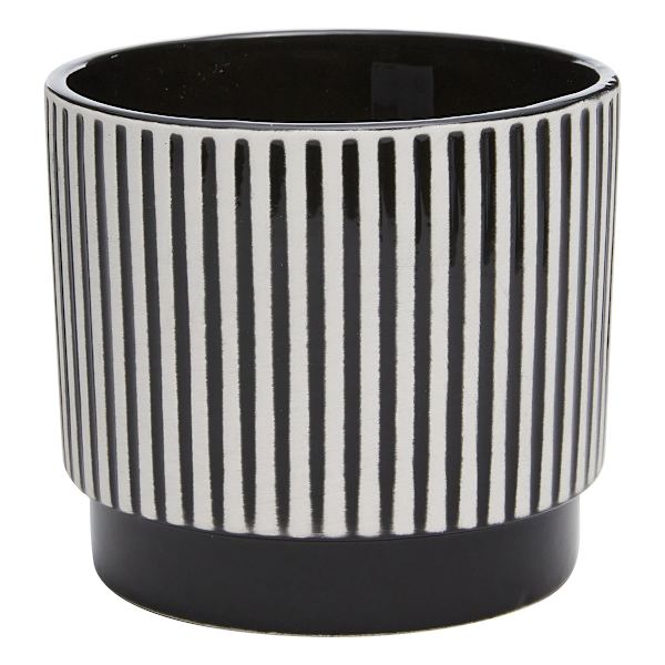 Crosby St. Indoor Black & White Stripe Planter, Small