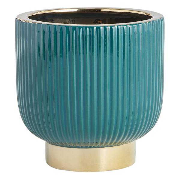 Found & Fable Indoor Emerald & Gold Dean Planter, 6"