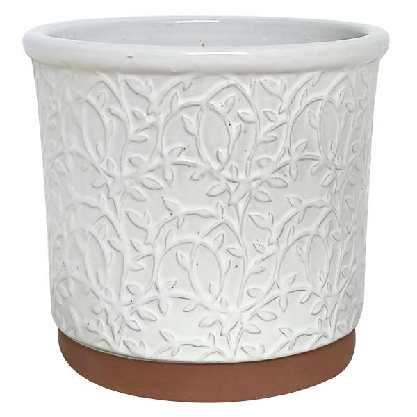 Honeybloom White Bloomsbury Ceramic Outdoor Planter, Large