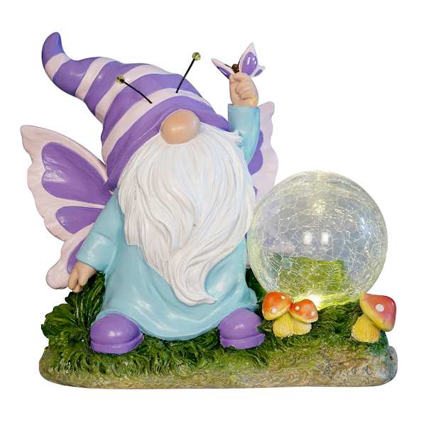 Solar Ball Gnome Outdoor Garden Statue, 10"