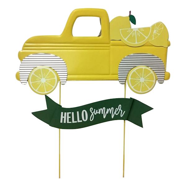 Hello Summer Lemon Truck Yard Stake, 28.7x25.4