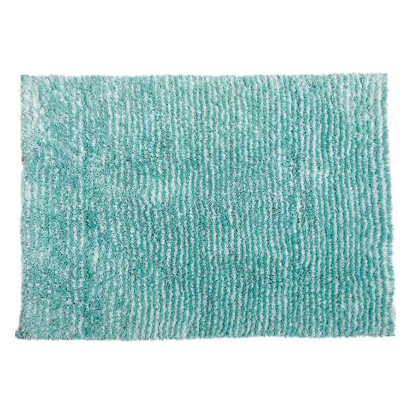 Essential Striped Turquoise Bath Rug, 17x24