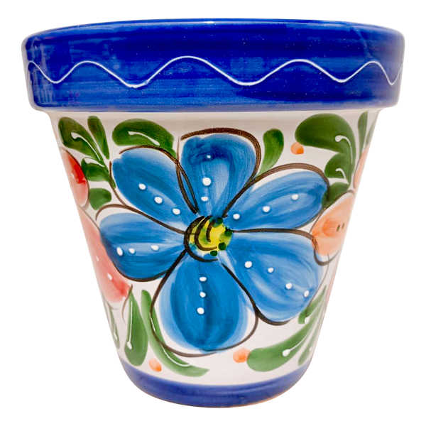 Hand Painted Spanish Multicolor Flower Outdoor Planter, Large