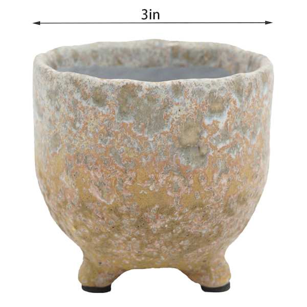 Indoor Ivory Ceramic Footed Pot, Small