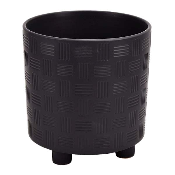 Indoor Mod Black Footed Ceramic Pot, Medium