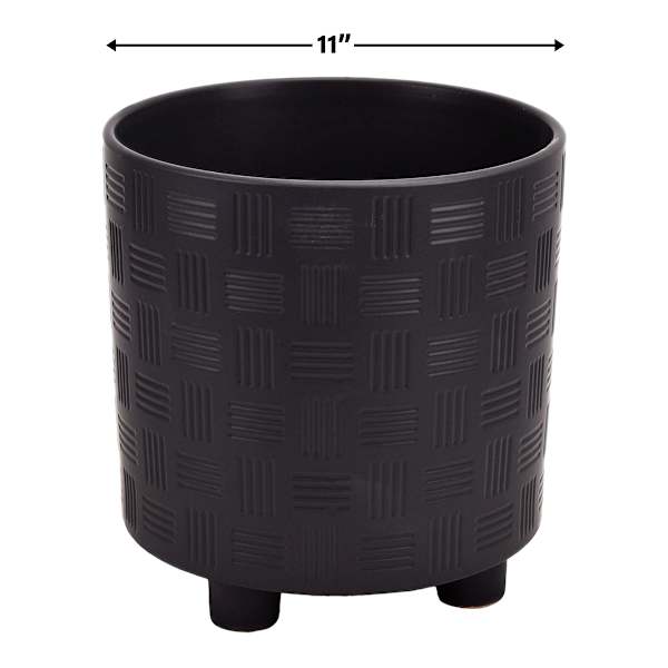 Indoor Mod Black Footed Ceramic Pot, Medium