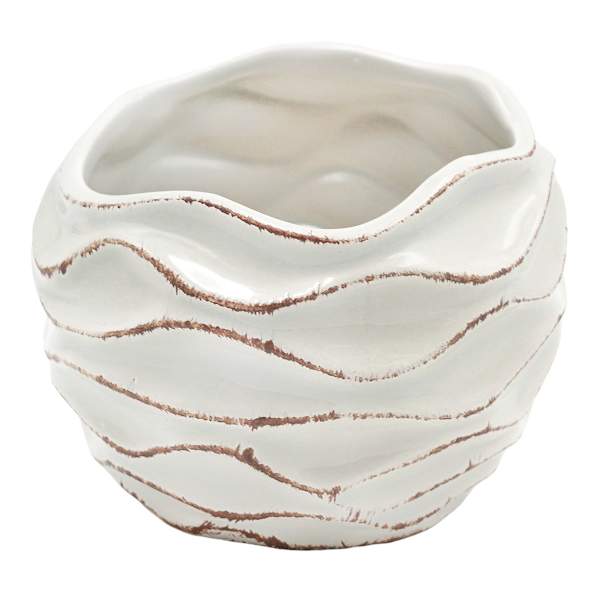 Found & Fable Indoor Ivory Wavy Ceramic Pot, Medium