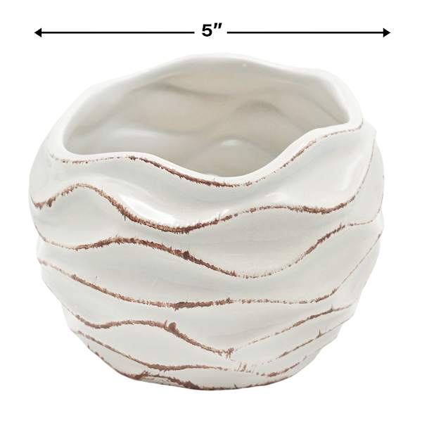 Found & Fable Indoor Ivory Wavy Ceramic Pot, Medium