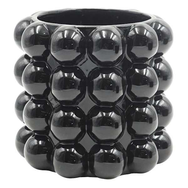 Crosby St. Indoor Black Bubble Ceramic Pot, Medium