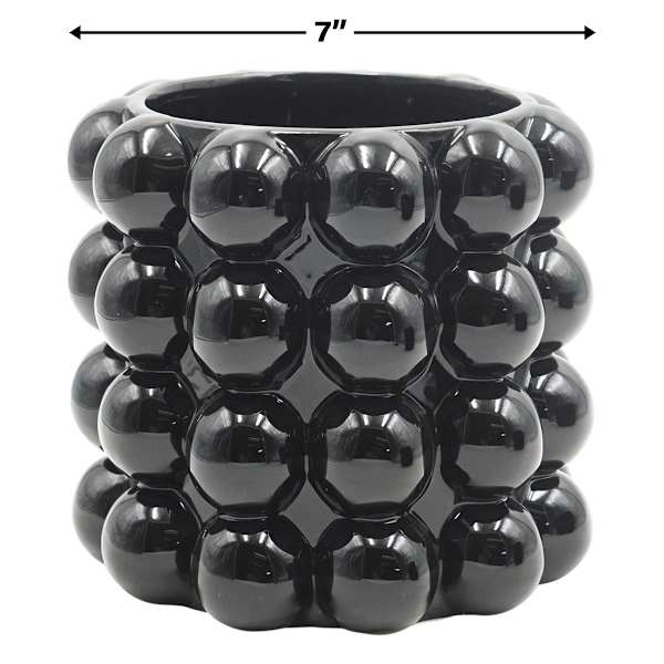 Crosby St. Indoor Black Bubble Ceramic Pot, Medium