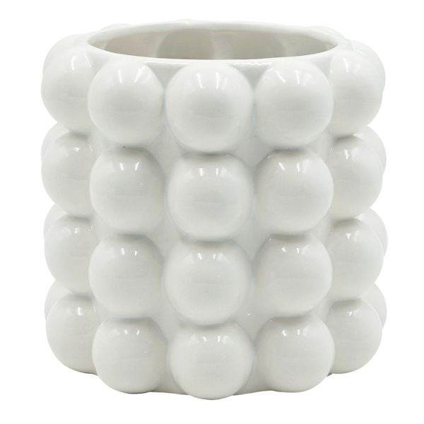 Crosby St. Indoor White Bubble Ceramic Pot, Medium
