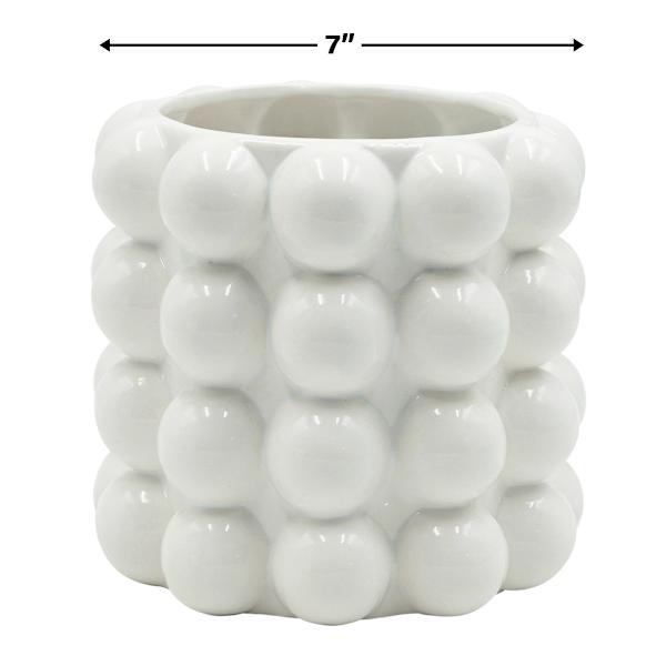 Crosby St. Indoor White Bubble Ceramic Pot, Medium