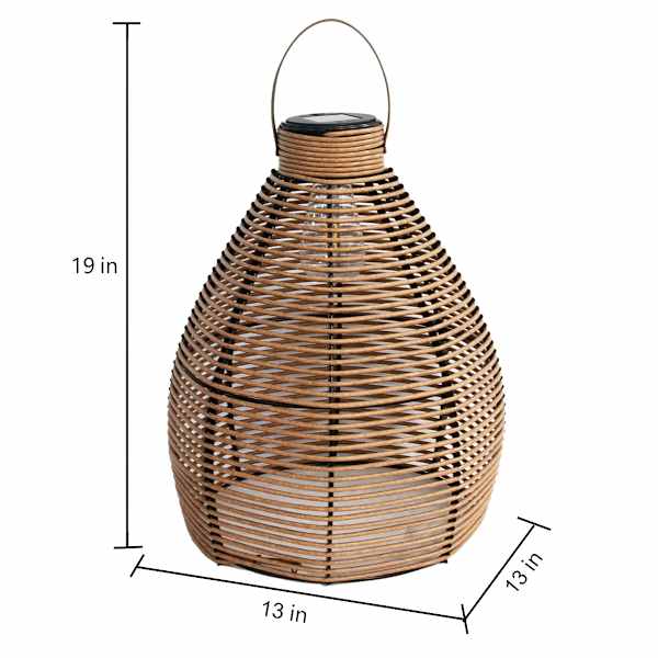 Honeybloom Wicker Outdoor Solar Lantern, Medium