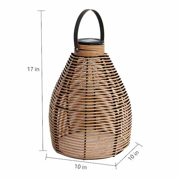 Honeybloom Wicker Solar Outdoor Lantern, Small