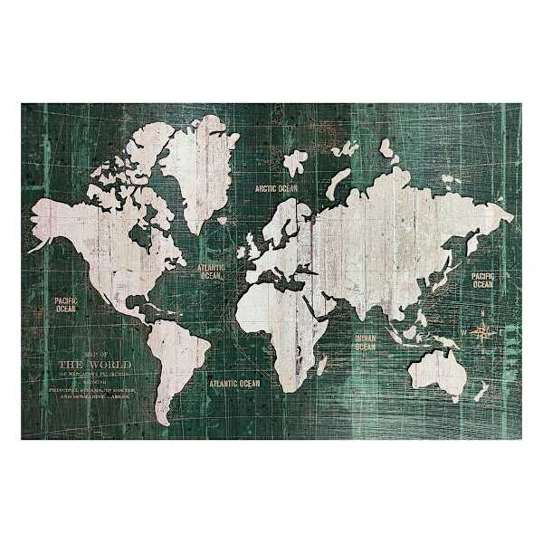 Found & Fable World Map Canvas Wall Art, 36x24