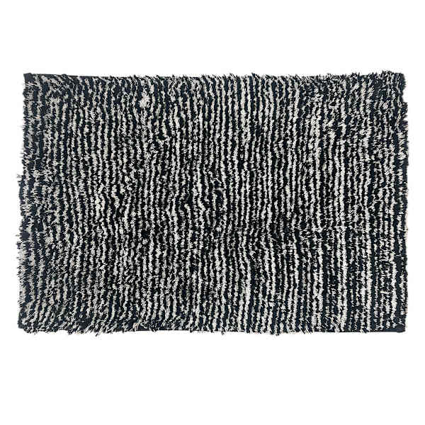 Essential Striped Black Bath Rug, 17x24