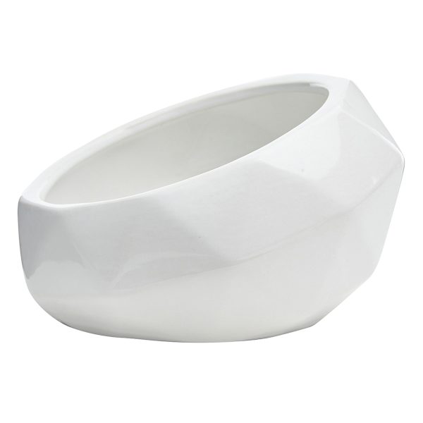 Crosby St. Indoor White Bias Geometric Planter, 6.5"