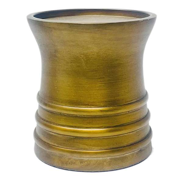 Honeybloom Brass Ribbed Pillar Candle Holder, 4"