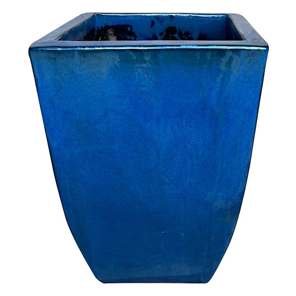 Blue Tall Ceramic Tapered Outdoor Pot, Extra Large