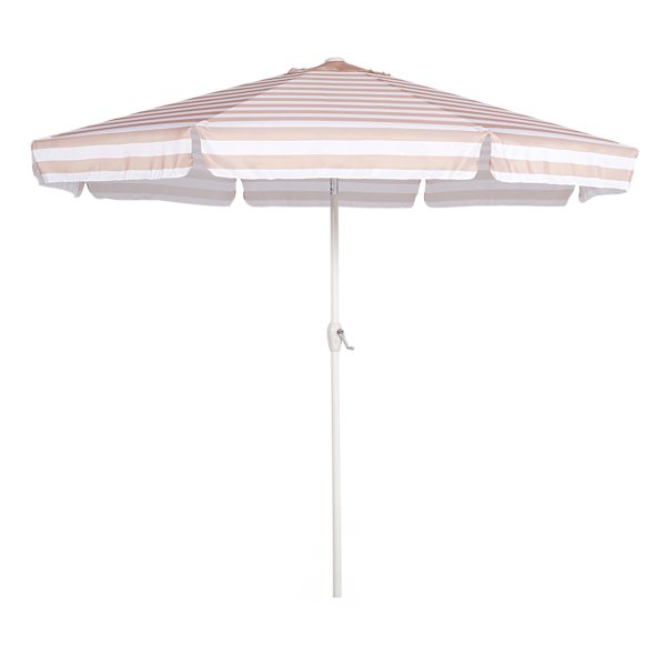 Providence Premium Pink Awning Stripe Round Patio Umbrella, 9'
