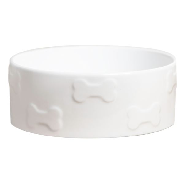 Manor White Ceramic 4-Cup Pet Bowl, Medium