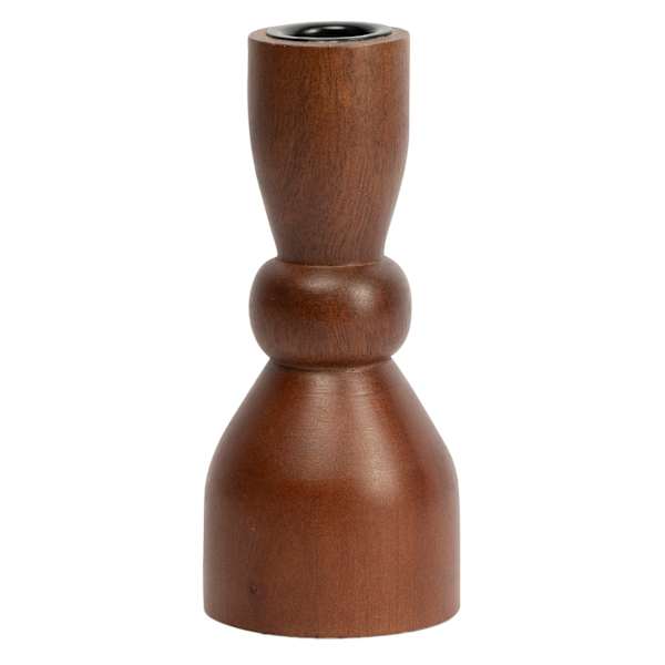 Walnut Wooden Taper Candle Holder, 6"