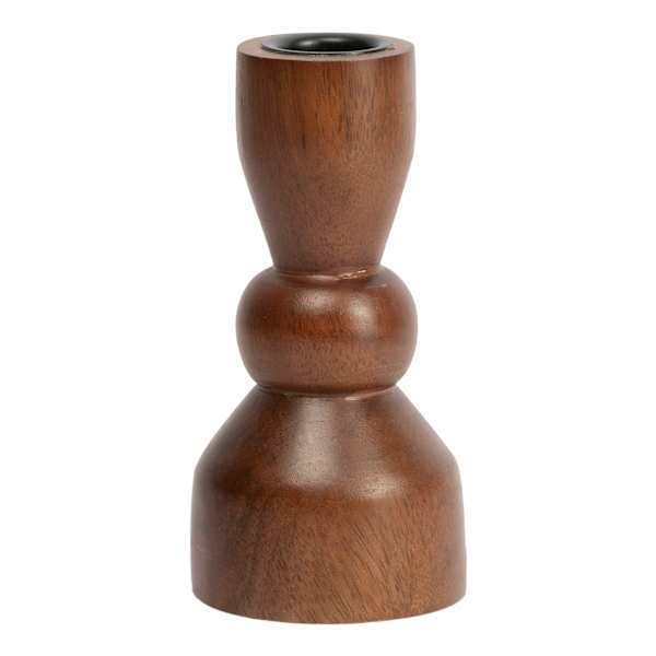 Walnut Wooden Taper Candle Holder, 5"