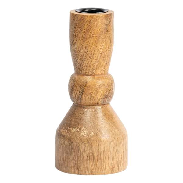 Natural Wooden Taper Candle Holder, 6"