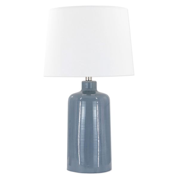 Honeybloom Blue Ceramic Medium Table Lamp with Shade, 24"
