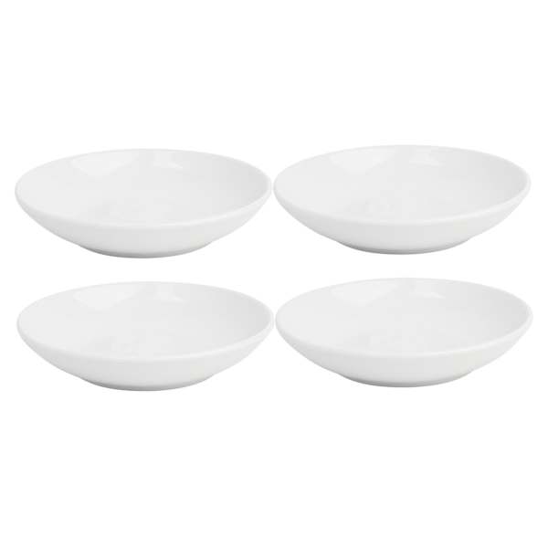 Set of 4 White Round Shallow Bowls, 5"