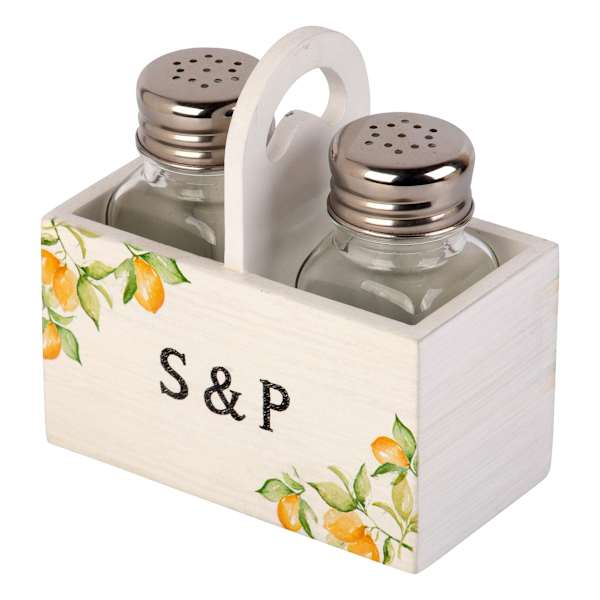 Lemons Salt and Pepper Shakers With Caddy