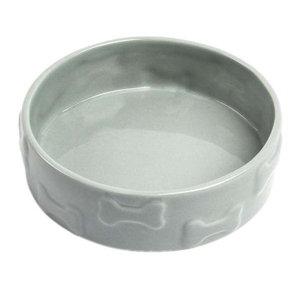 Manor Grey Ceramic 4-Cup Pet Bowl, Medium