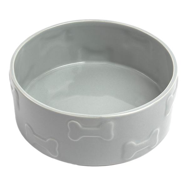 Manor Grey Ceramic 8-Cup Pet Bowl, Large