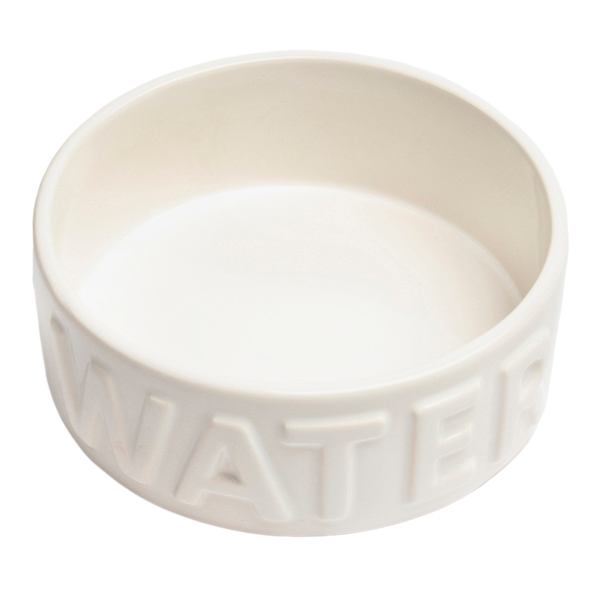 Classic White Ceramic 4-Cup Pet Water Bowl, Medium
