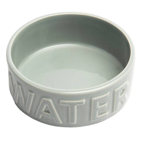 Classic Grey Ceramic 8-Cup Pet Water Bowl, Large