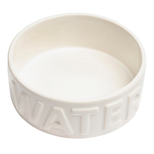 Classic White Ceramic 8-Cup Pet Water Bowl, Large