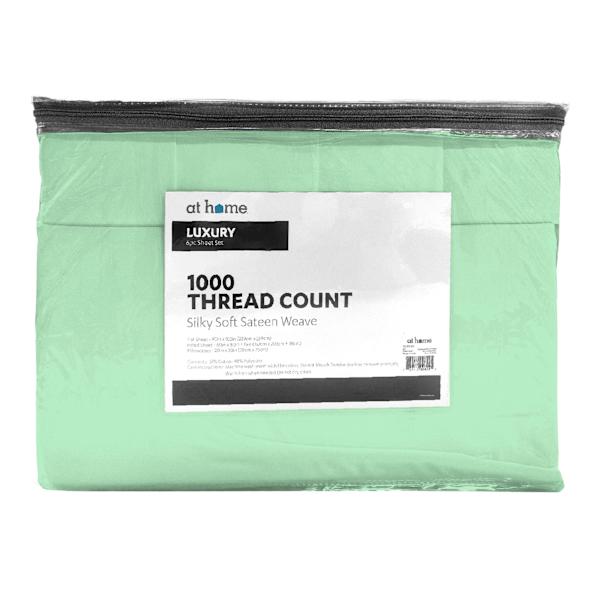 6-Piece Green 1000 Thread Count Sheet Set, Queen